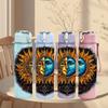 1PC Sun Face Bohemian Art Print 750ml Color Plastic Sports Water Bottle Leakproof Flip Straw Lid Suitable for Sports Office Home Use
