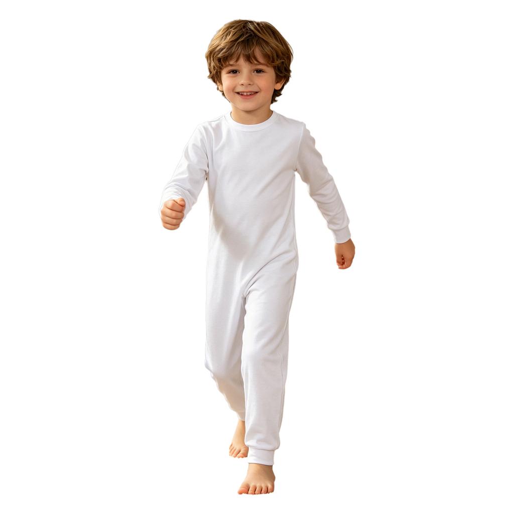 3Pcs Unisex Kids Cotton Jumpsuit Round Neck Long Sleeve Back Invisible Zipper Special Needs Adaptive Clothing for Boys Girls