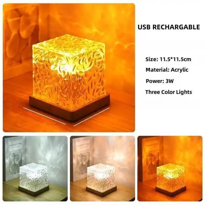 Dynamic Mode Rotating Water Ripple 16 Color Changing Crystal Projector Remote Control Atmosphere Space Night Light Table Lamp