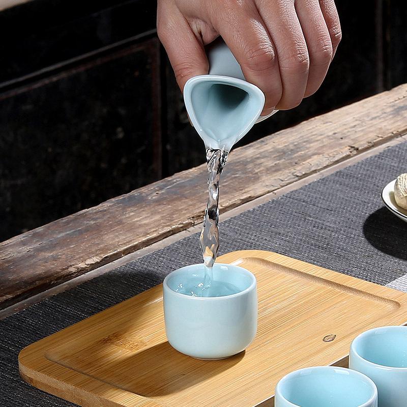 Japanese Ceramic Wine Bar Sets Glass Sake Wine Set Baijiu Whisky Cocktail Set Glass Flask Barware Family Gathering Wine Gift Box