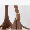 Women's Canvas & Genuine Leather Tote Bag, Small Bucket Shoulder Handbag, 20.8×13×15.7cm, for Work & Daily Use