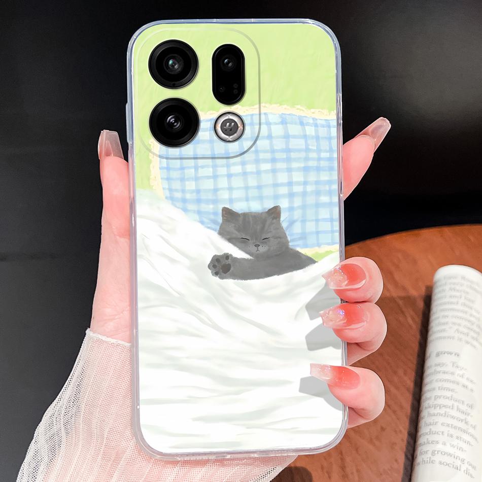 For Oppo Find X9 X8 X7 Pro Phone Cover Lovely Animal Cartoon Soft TPU Clear Silicone Case For Oppo Find X7 Ultra X 9 X 8 Bumper Oppo Find X9