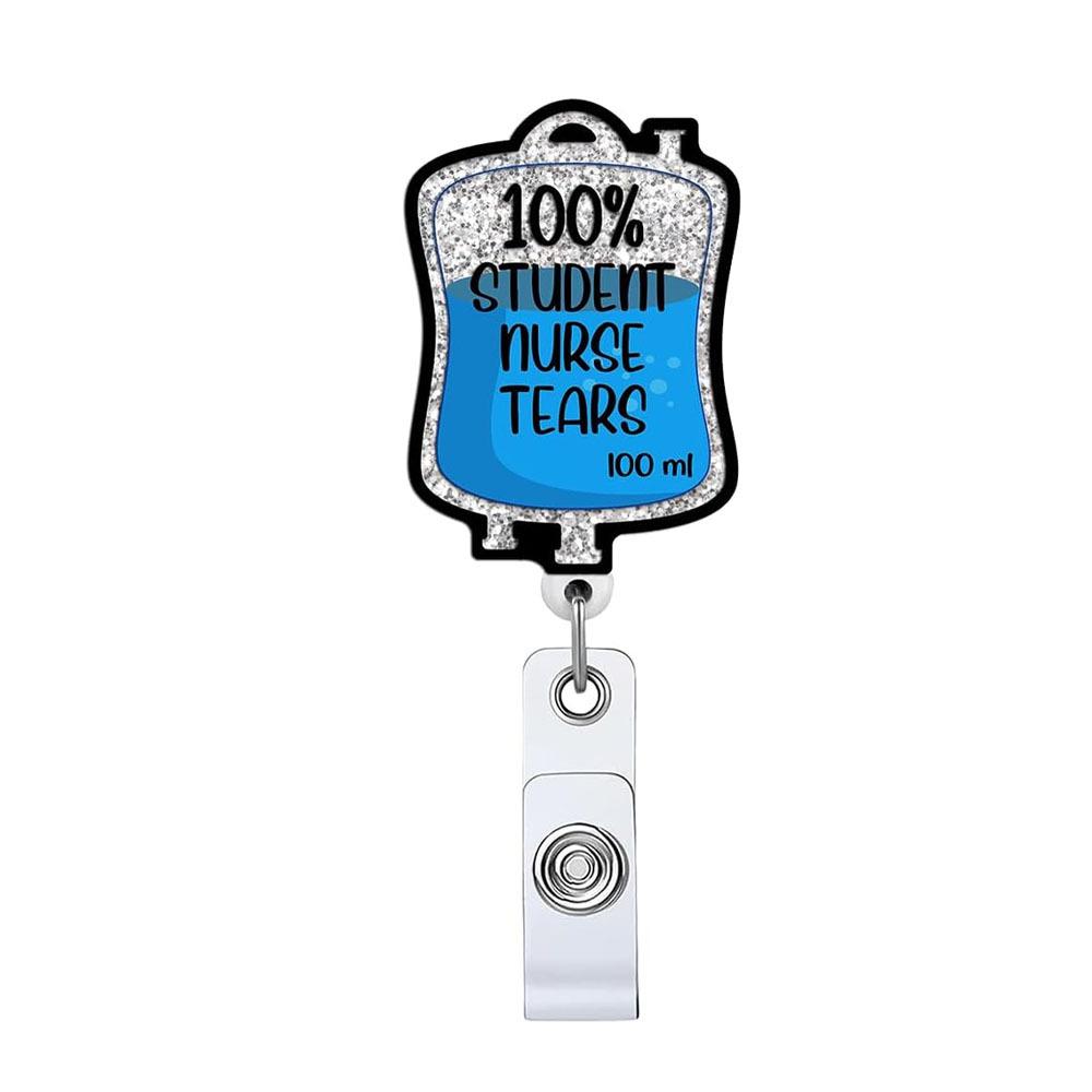 Glitter Acrylic Easy To Pull Badge Telescopic Buckle 360° Rotation Retractable Doctor Nurse Badge Reel Bottle Id Card Holder