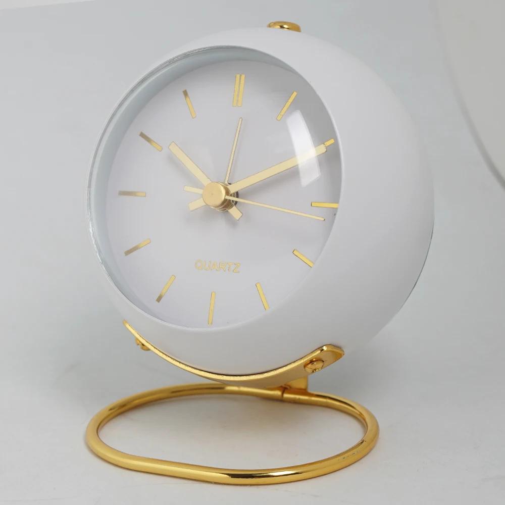 Metal Alarm Clock Silent Non Ticking Movement with Glow In the Dark Simple Style for Kids Students Bedroom Living Room Battery Operated Analog Clock