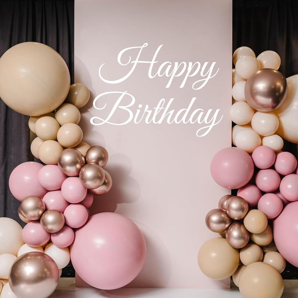 Happy Birthday Backdrop Decal Sign, White Party Decor Arch, Sticker