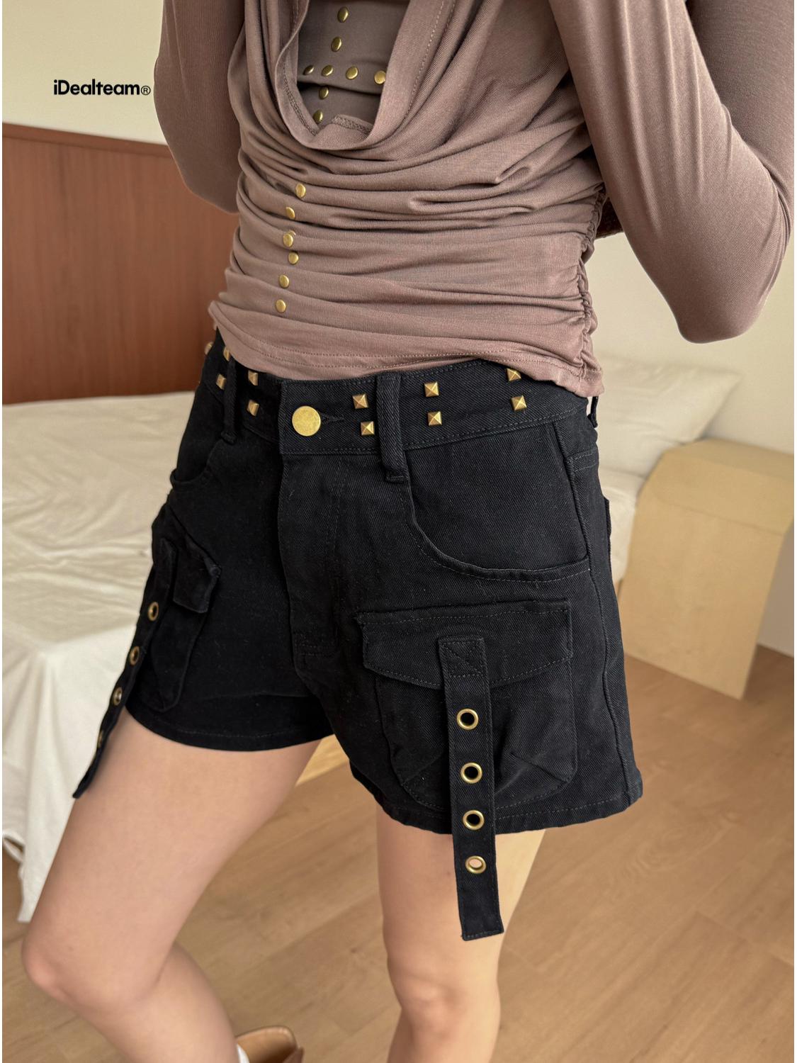 INSS Women s High Waist Denim Workwear Shorts - Slimming A-line for Spring/Summer 2026 Large