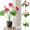 Silk Flower Lotus Artificial Flower Green Lotus Leaves Lifelike Flower  Desktop Ornament