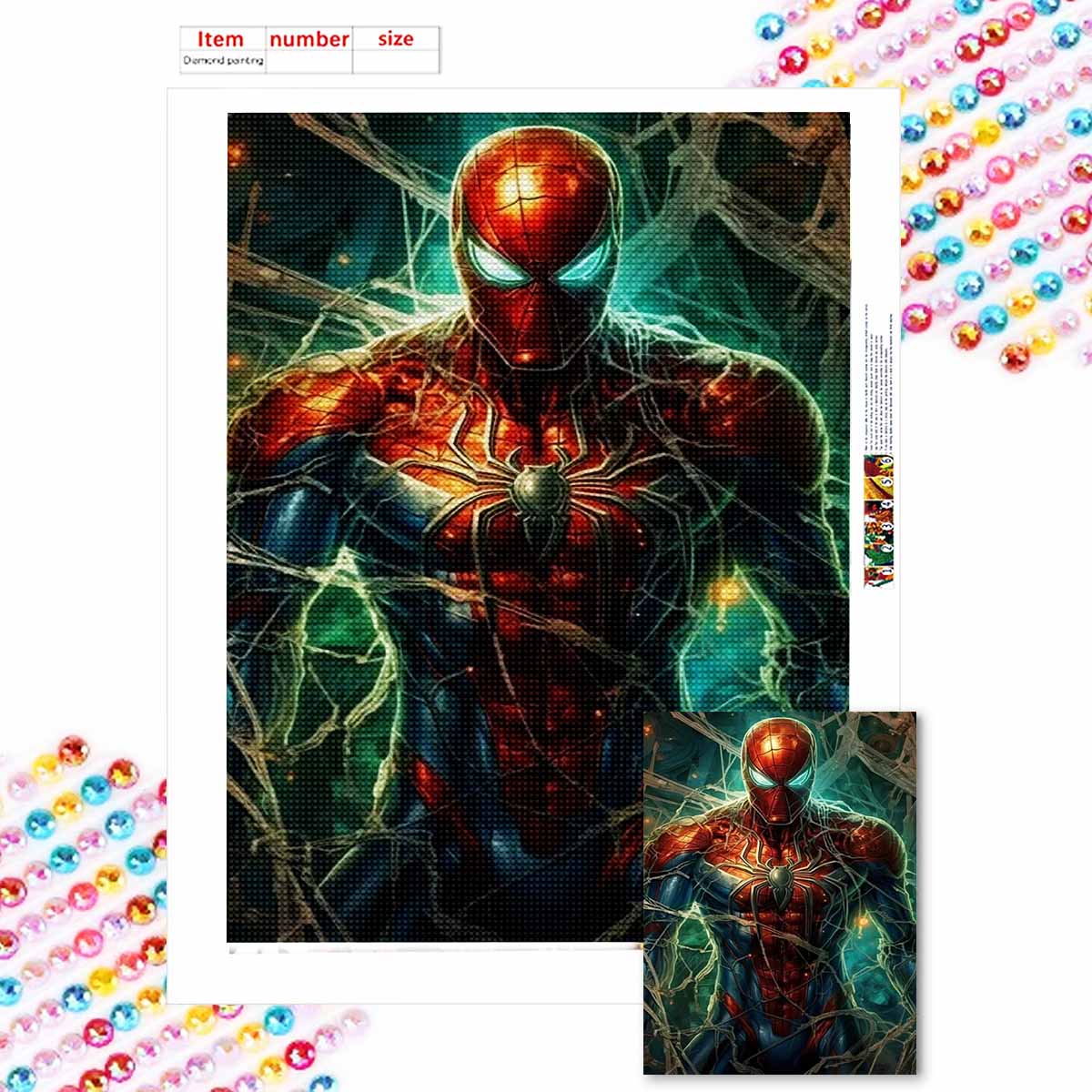 

Полная круглая алмазная живопись Сильный Человек-паук Искусство Стразы Картина Мозаика Сделай сам 5D Вышивка крестом Домашнее украшение Round 20x30cm
