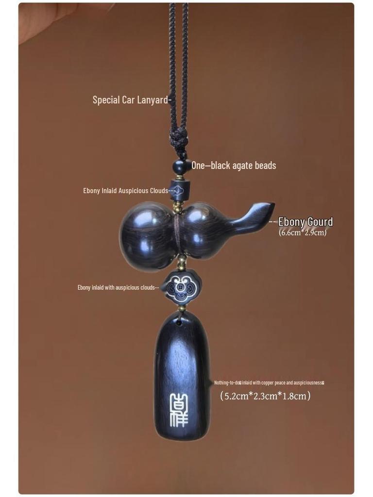 Sandalwood Gourd Pendant: High-End Rearview Mirror Amulet for Men and Women
