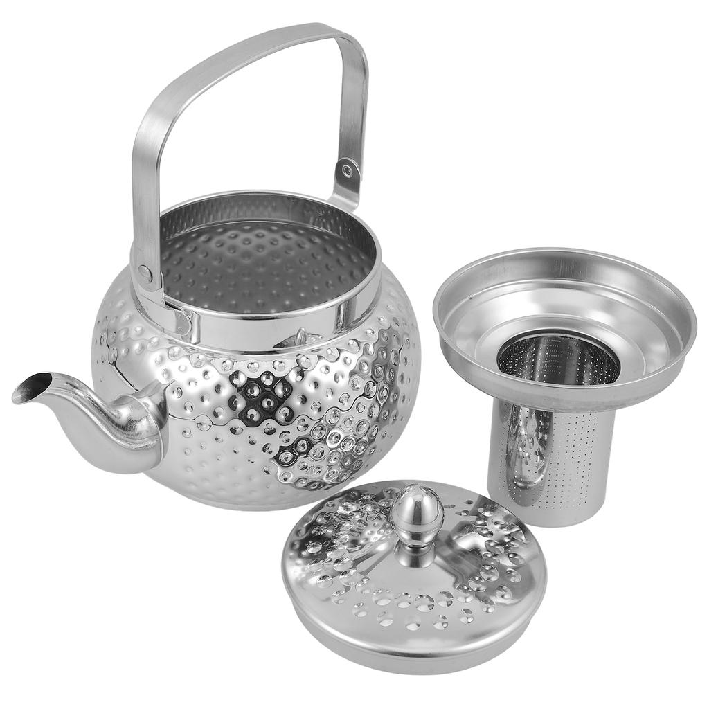 1pcs Hammered Stainless Steel Teapot With Strainer Tea Kettle For Home Hotel Restaurant Use Modern Metal Water Pot Kitchen