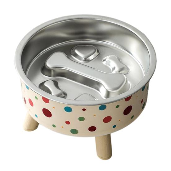 Slow Eating Bowl for Cats Elevated Cat Bowl, Removable Stainless Steel Inner Feeder Pet with Non-slip Stand Small Dogs Neck Protection