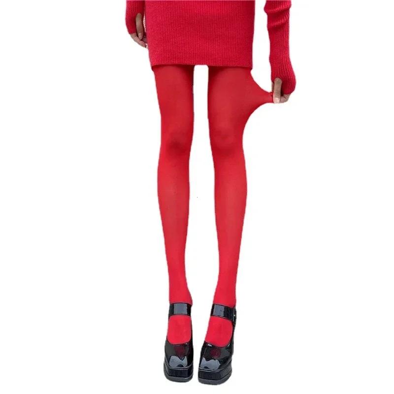 New Red Pantyhose Female Year Red Socks Sexy Anti-hook Silk Velvet Pantyhose Wedding Bride's Leggings for Women