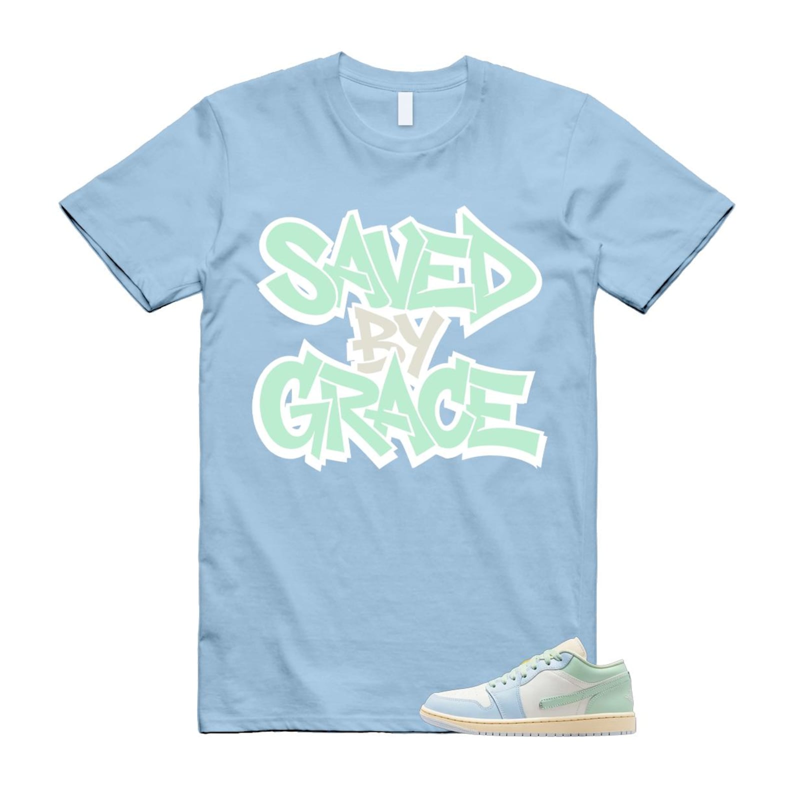 1 Sail Jade Aura Muslin White Ice Blue Mint T Shirt Match GRACE 4XL