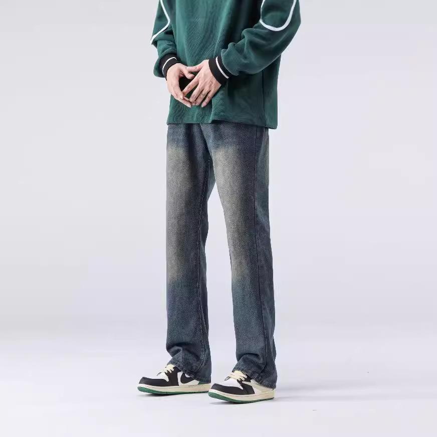 Retro Jeans Men's Autumn and Winter New Straight Loose Trendy Brand Wide-leg American High Street Casual Trousers