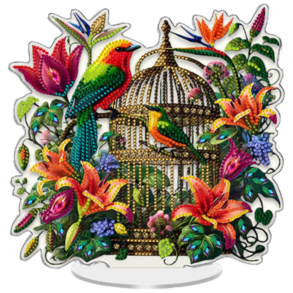 Flower DIY 2D Flat Acrylic Diamond Art Decorations Round Drill Crystal Art Craft Decoration for Adults Gift Home Decor