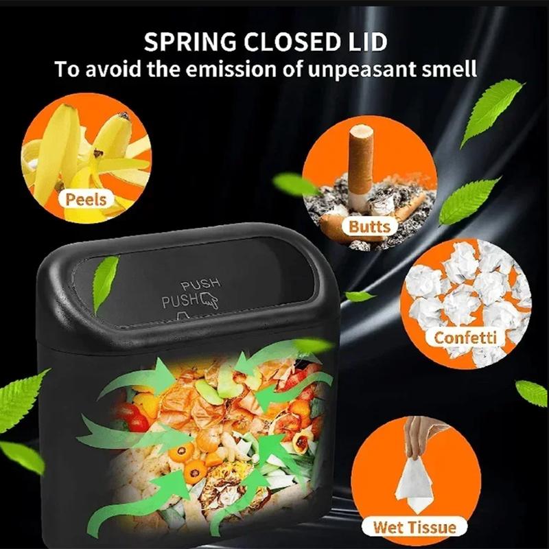 Car Trash Can (with Lid)  Contains 100 Garbage Bags Small Car Trash Can Leak-proof Mini Car Accessories