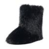 Women's Furry Faux Fur Boots Fuzzy Fluffy Mid Calf Snow Boots Winter Suede Warm Fur Lined Booties Flat Boots for Women Casual Ankle Booties Shoes