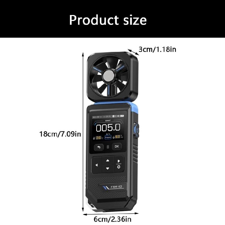 Handheld LCD Wind Meter Airflows Meter Wind Speed Gauge Meter Anemometer Measuring Wind Temperature Humidity
