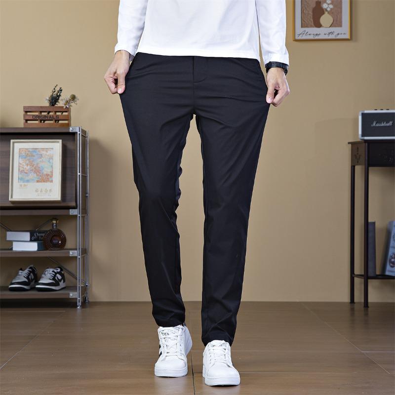 Men's new trousers straight business gentleman casual pants daily versatile men's anti-wrinkle drape blue pants men
