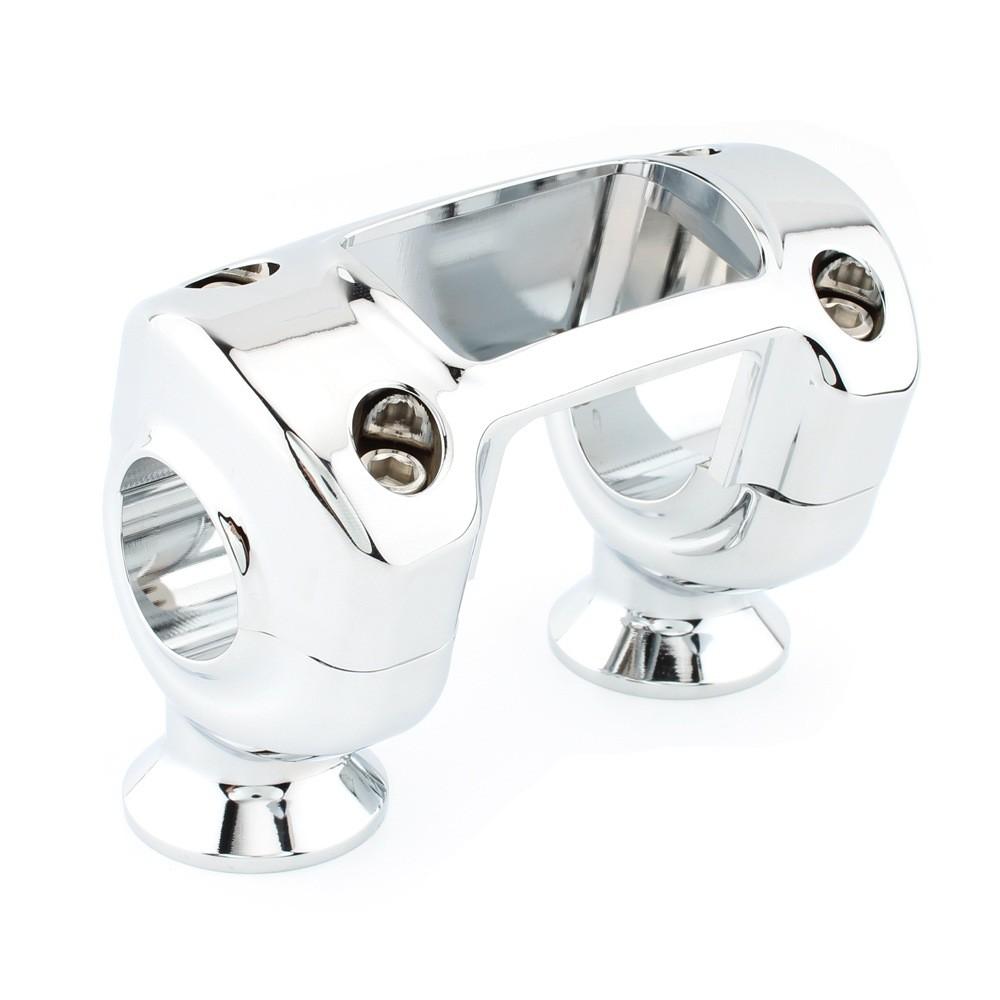 

Black Chic And Chrome Handlebar Lowering Blocks Perfect For Dyna Fat Bob Cvo Bikes Plated Bar Lowering