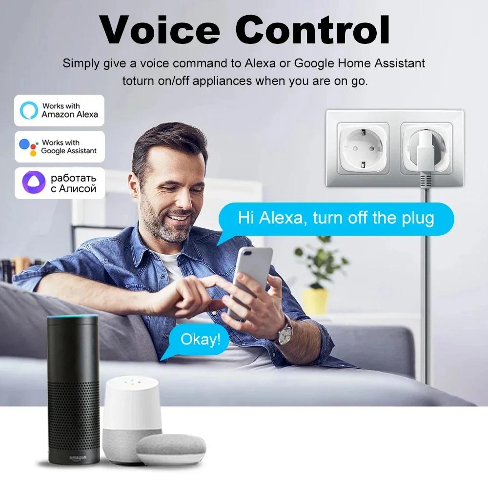 20A Smart Plug WiFi Socket EU Outlet With Power Monitor Timing Function Tuya Smart Life APP Control Works With Alexa Google Home