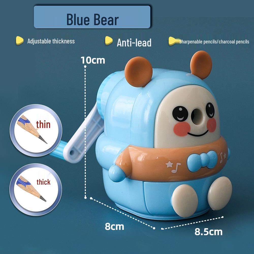 Creative Adjustable Thickness Cartoon Hand-Crank Lead Pencil Sharpener, Bite-Proof for Children.