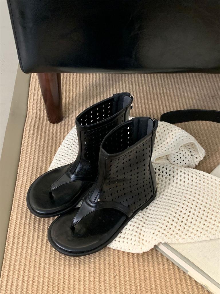 Summer New Toe Sandals Hollow Breathable Cool Boots Inner Height Increase Roman Shoes Short Trouser Boots Women