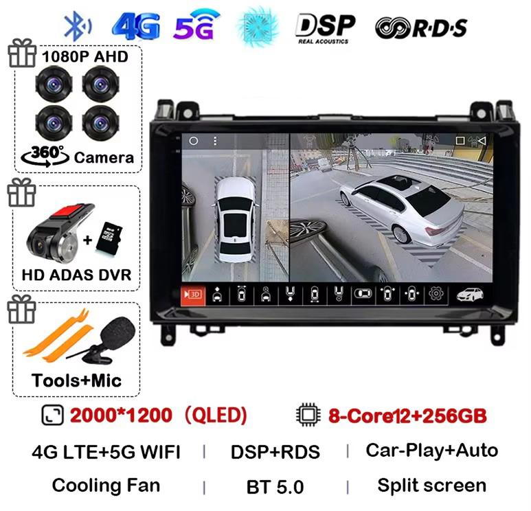 Android 14 Car Radio For Mercedes Benz B200 Sprinter W906 W639 AB Class W169 W245 Viano Vito Multimedia GPS Stereo Video Player