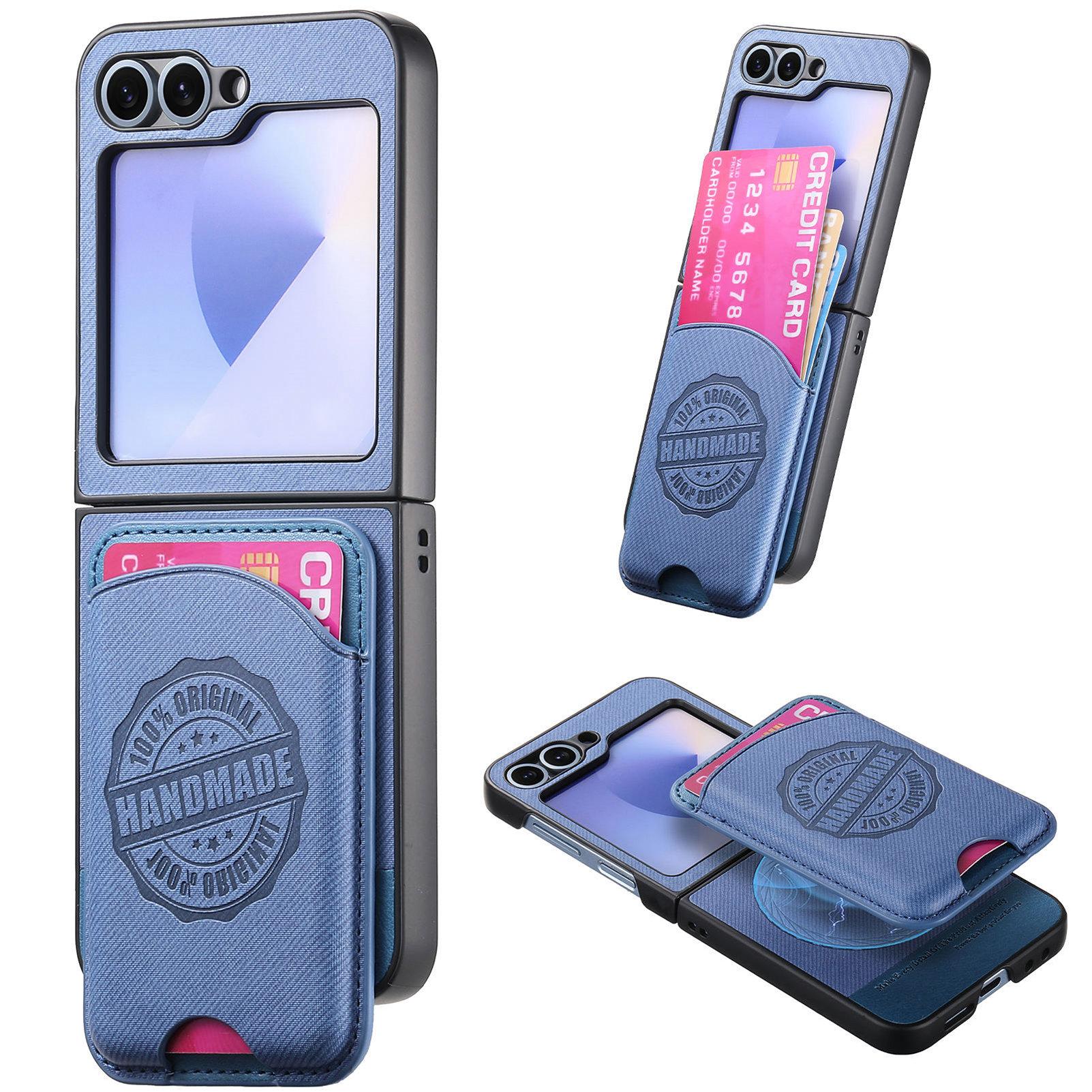 

For Samsung Galaxy Z Flip7 FE 5G/Z Flip6 5G Case with Card Bag Magnetic Case Denim Texture Leather Back Cover G