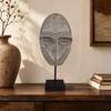 Freestanding Face Sculpture Black Stand Tabletop Decor Textured