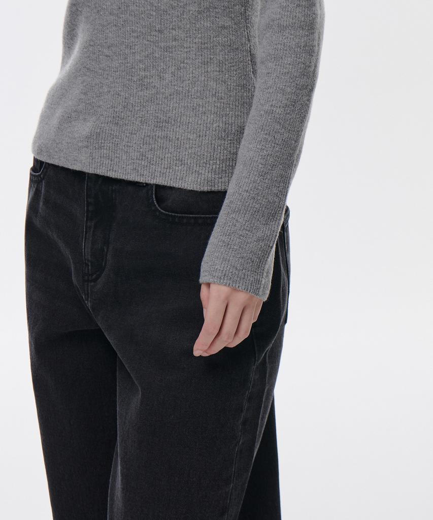 MUSINSA STANDARD WOMAN Women'S Ribbed Slim Crew Neck Knit [Medium Grey]