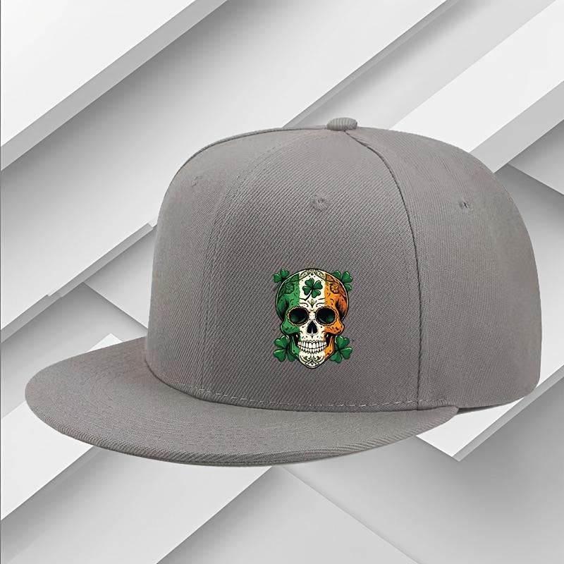 Irish Flag Sugar Skull Shamrocks Baseball Cap Unisex Polyester Casual Adjustable Flat Brim Hat