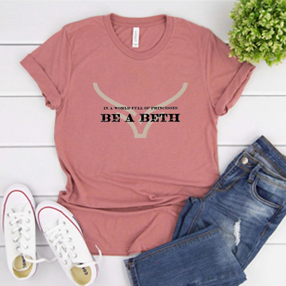 En un Mundo Lleno de Princesas Sé Una Beth Camisetas Boho Calavera de Vaca Howdy Camiseta Camisetas del Salvaje Oeste Yellowstone Dutton Ranch Tops