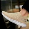 Fashion Women Flat Shoes Knitted Shoes Breathable Mesh Sneakers Crystals Sparkly Sock Shoes Casual Lightweight Walking Shoes