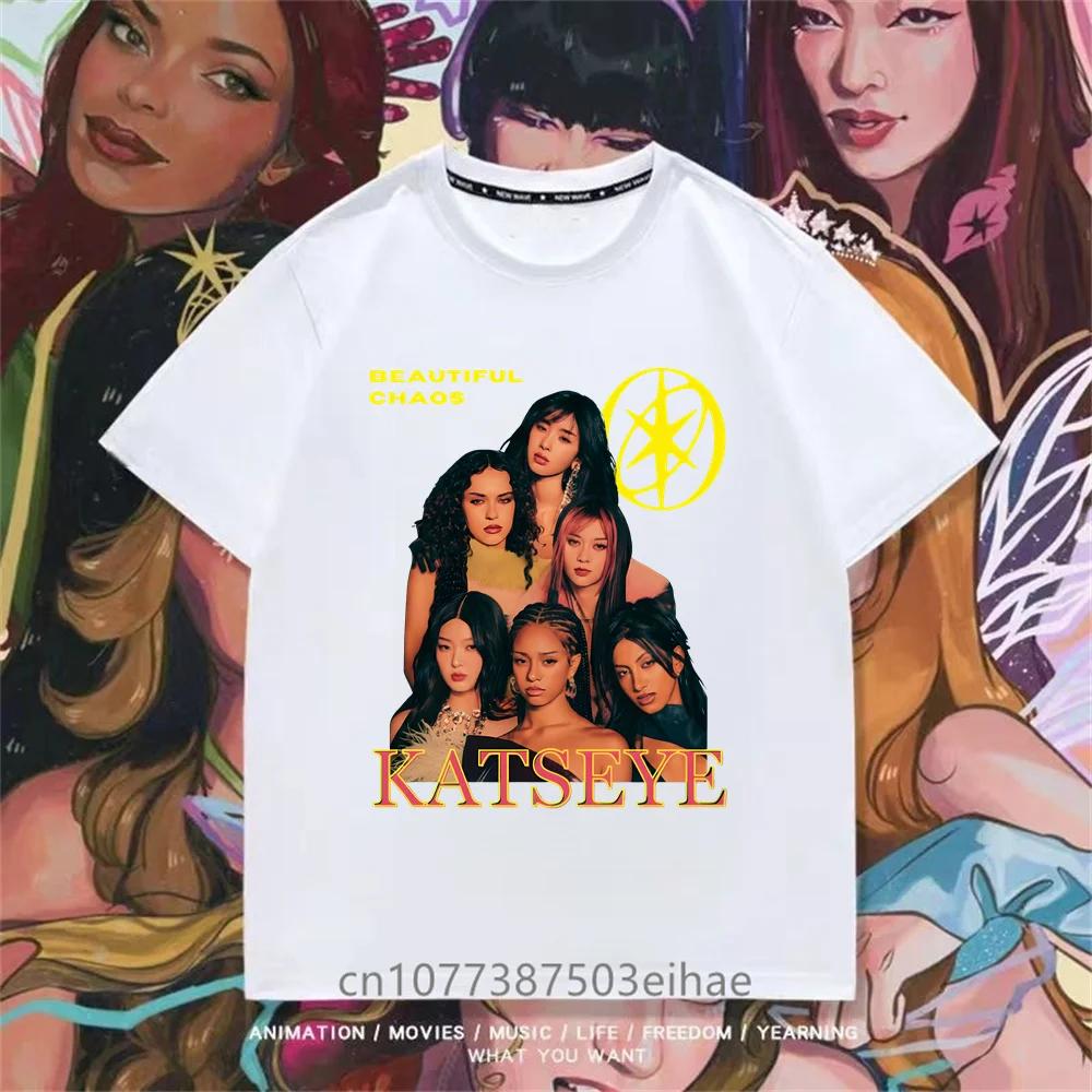Katseye Kpop T Shirt Unisex Short Sleeve Top Boys Girls Megan Daniella Manon Lara Sofia Yunchae Idol Fan Collect Daily Clothes