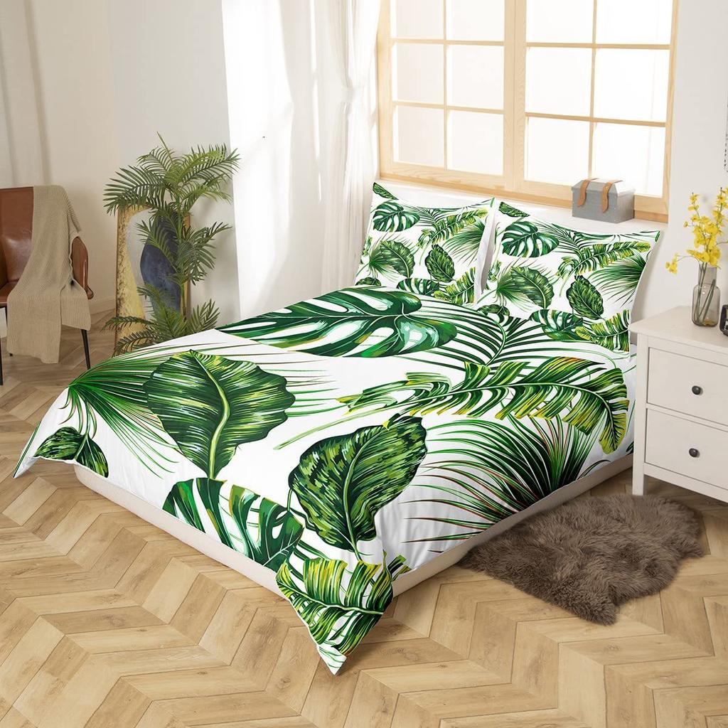 Palm Leaf Banana Leaf Bedding Three-Piece Quilt Cover