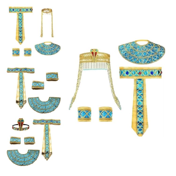 Egyptian Headpiece, Egyptian Collar Bracelets Cuffs Egyptian Belt, Halloween Costume Accessory for Women Men Cosplay