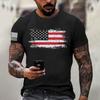 Men's Fashion Casual Short Sleeve Round Neck Independence Day Flag T-Shirt Top