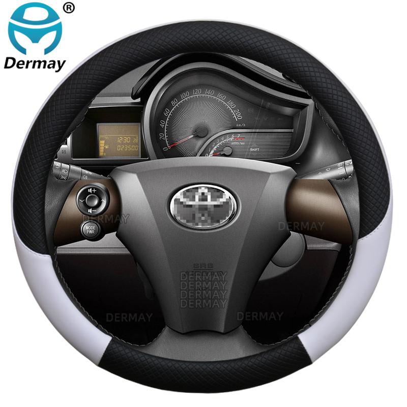 100% Marka DERMAY Pokrowiec na kierownicę samochodową ze skóry PU do Toyota IQ Scion iQ Singulato iC3 Wysokiej jakości akcesoria samochodowe