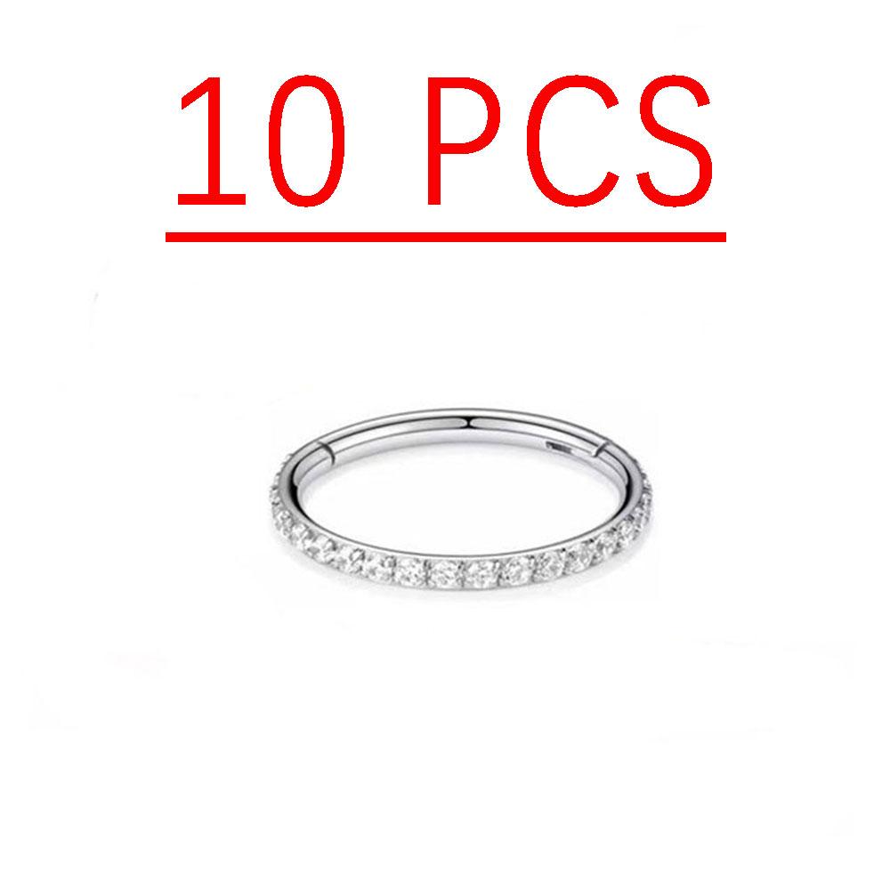 10pcs G23 Titanium Jewelry Set Zircon Earrings Fashion Ear Cartilage Tragus Piercing Nose Rings Sexy Helix Lip Nasal Hoops Gifts