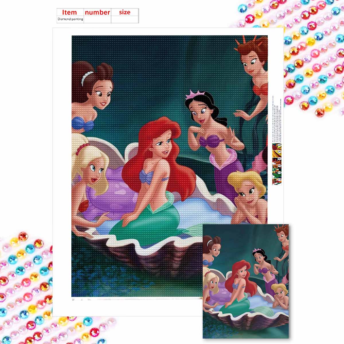 

5D Алмазная Живопись Сделай Сам Русалка на Ракушке Полная Выкладка Стразы Мозаика Вышивка Изделия Ручной Работы Домашний Декор Подарок Round 20x30cm