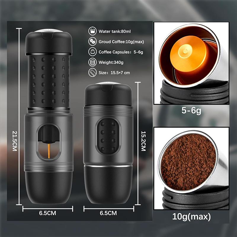 STARESSO Mini Travel Coffee Maker,2IN1 Portable Espresso Machine,Travel Gadgets Perfect for Travel,Camping,Hiking