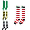 Cute Plush Christmas Socks For Kids Over The Knee Striped Cartoon Toy Socks