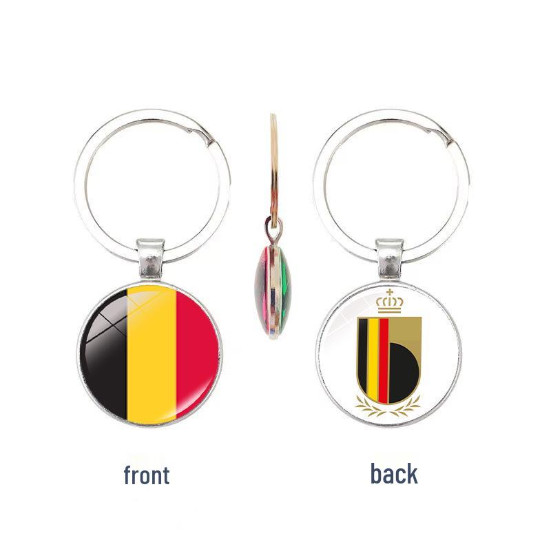 World Cup Top 32 National Flags & Team Emblems Double-sided Keychain