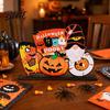 Creative Halloween Styling Wooden Ghost Pumpkin Figurine Rustic Table Decor for 3D Tabletop Home Party Spooky Shelf Decoration Fall Party