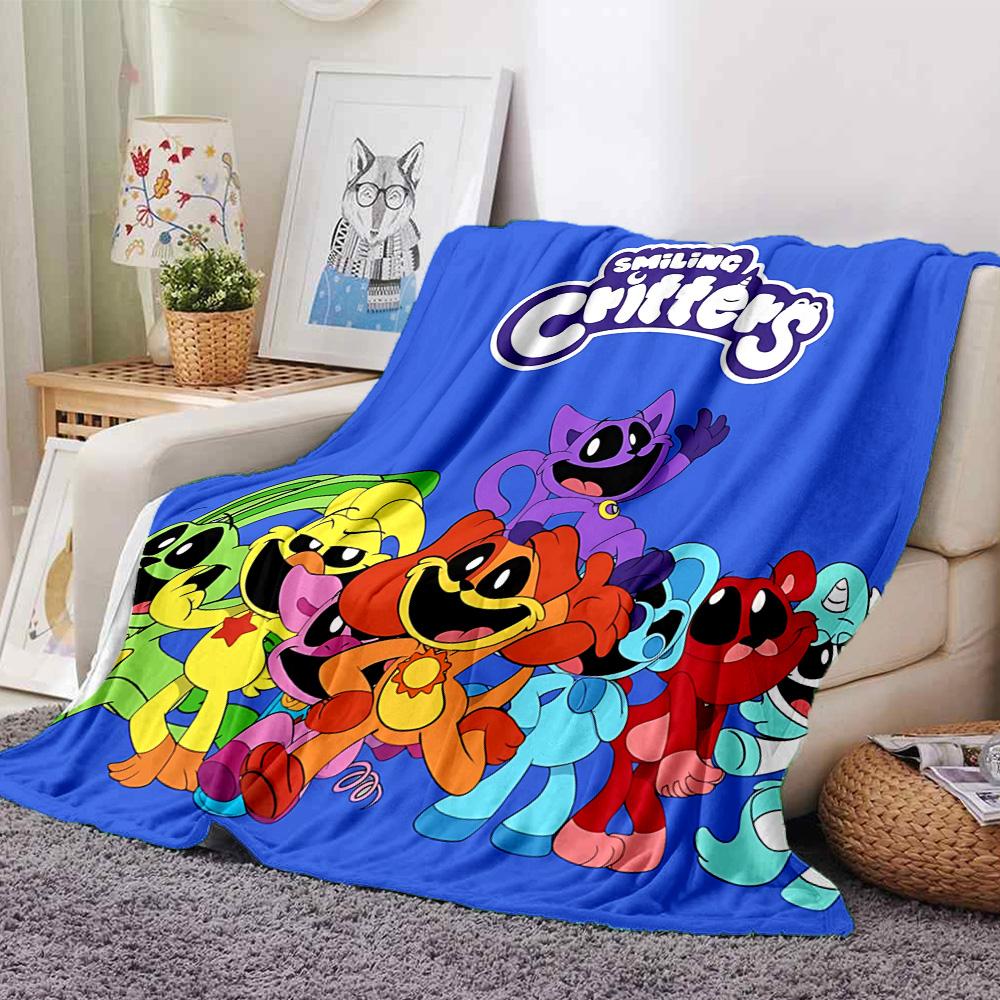 1pc Critters Adventure Flannel Blanket,Ultra Soft Warm Plush Throw for Home Bedroom Bed Sofa Cover Camping Picnic gift Y72447