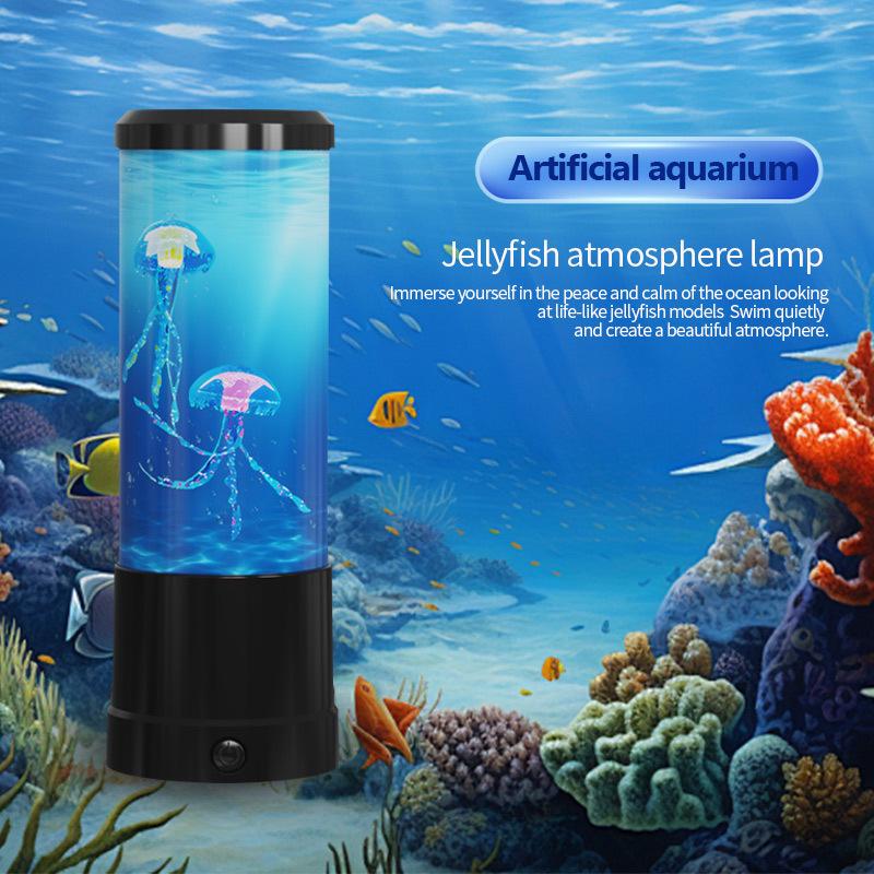 Creative 10" LED Jellyfish Lamp, USB-Powered, Color-Changing Cylindrical Night Light