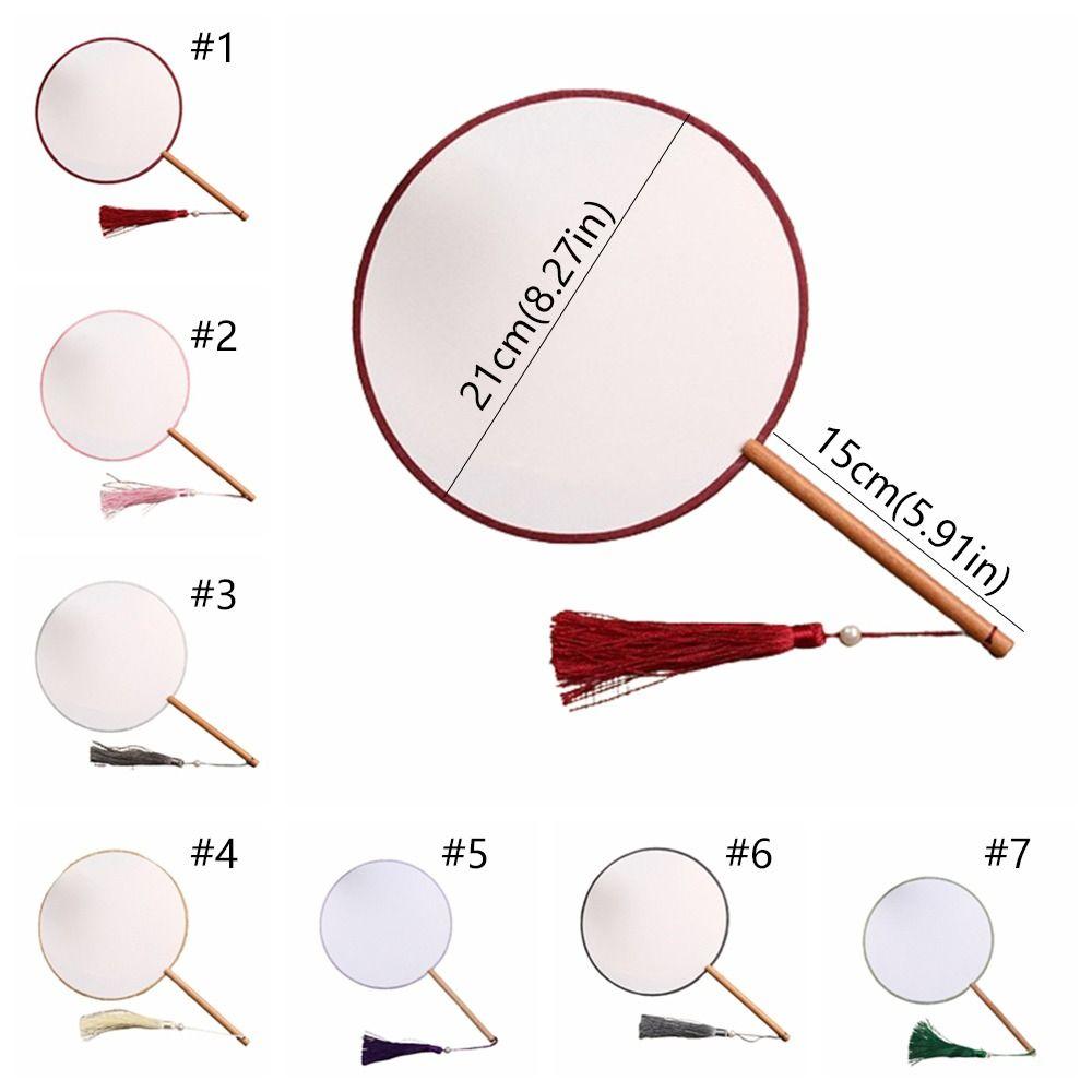 Chinese Style Blank Round Hand Fan Embroidery Dance Fan Wooden Silk Hand Fan  Home Decoration