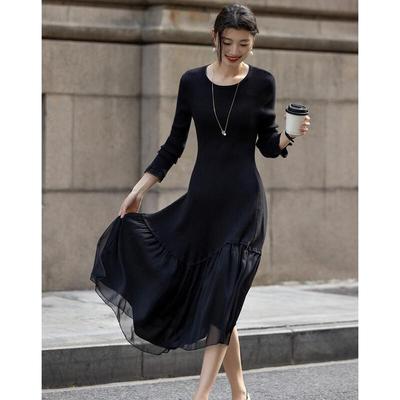 De Mana Damen Winter A-Linien Unregelmäßiges Patchwork-Kleid