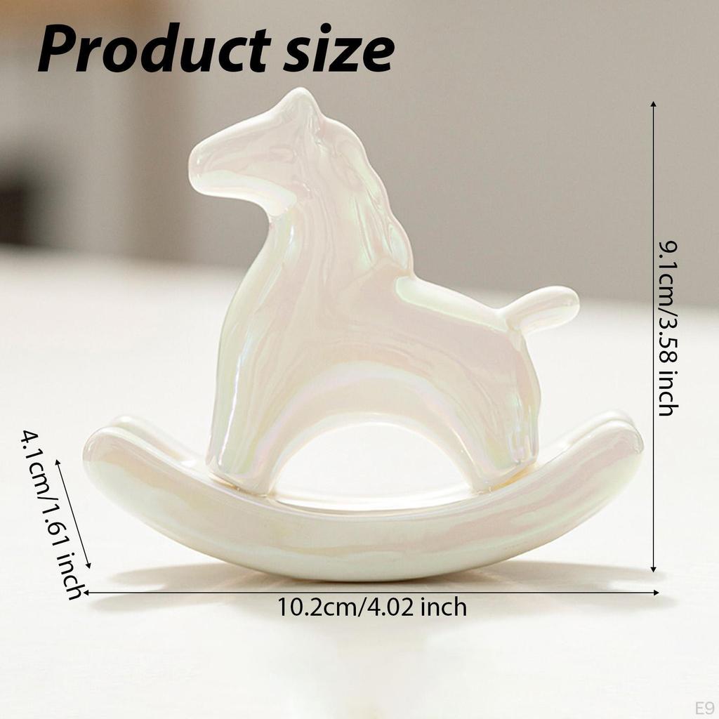 Miniature Horse Figurine Animal Sculpture Ceramic Tea Pet Rocking Statue for Living Room